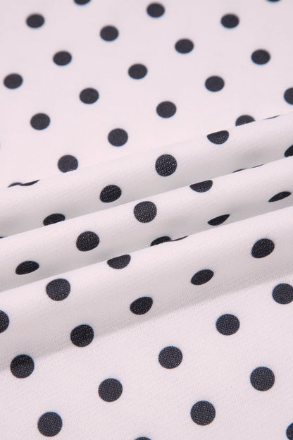Polka Dot Mock Neck Drop Shoulder Sweatshirt