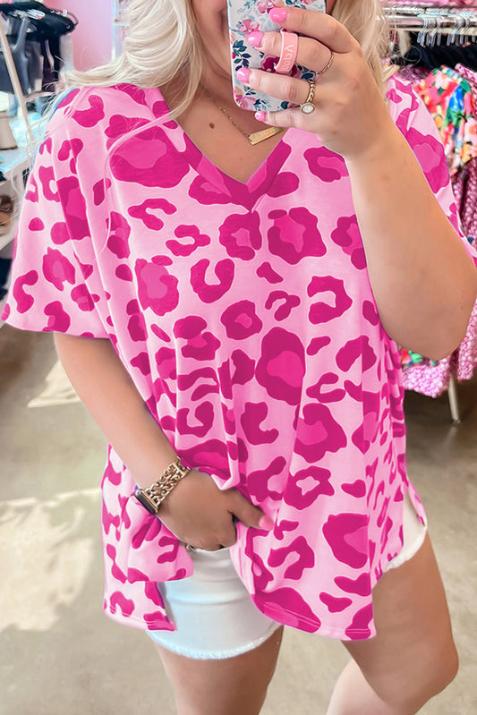 Leopard V-Neck Tee Plus Size