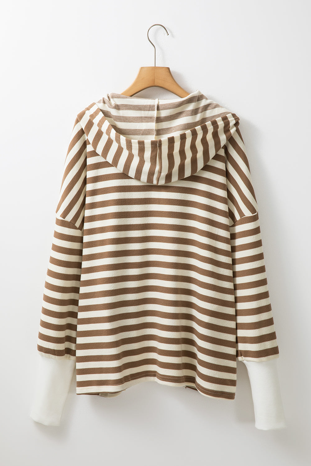 Stripe Quarter Button Hoodie Plus Size