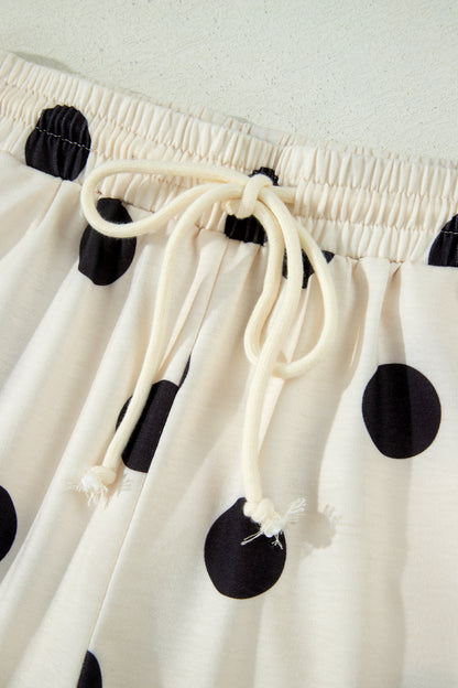 Polka Dot V-Neck Tee & Drawstring Shorts Set