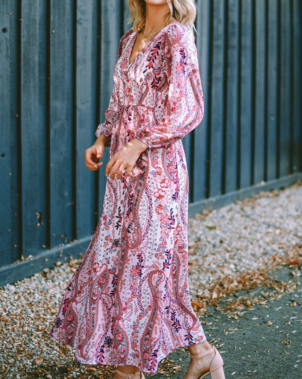 Paisley Long Sleeve Maxi Dress