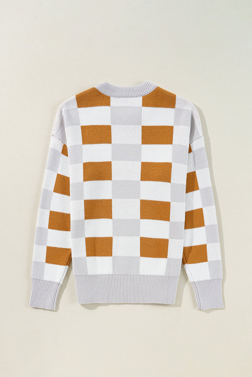 Checker Ribbed Trim Sweater