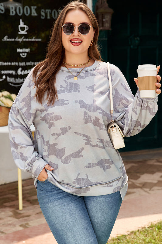 Plus Size Camouflage Crewneck Sweatshirt