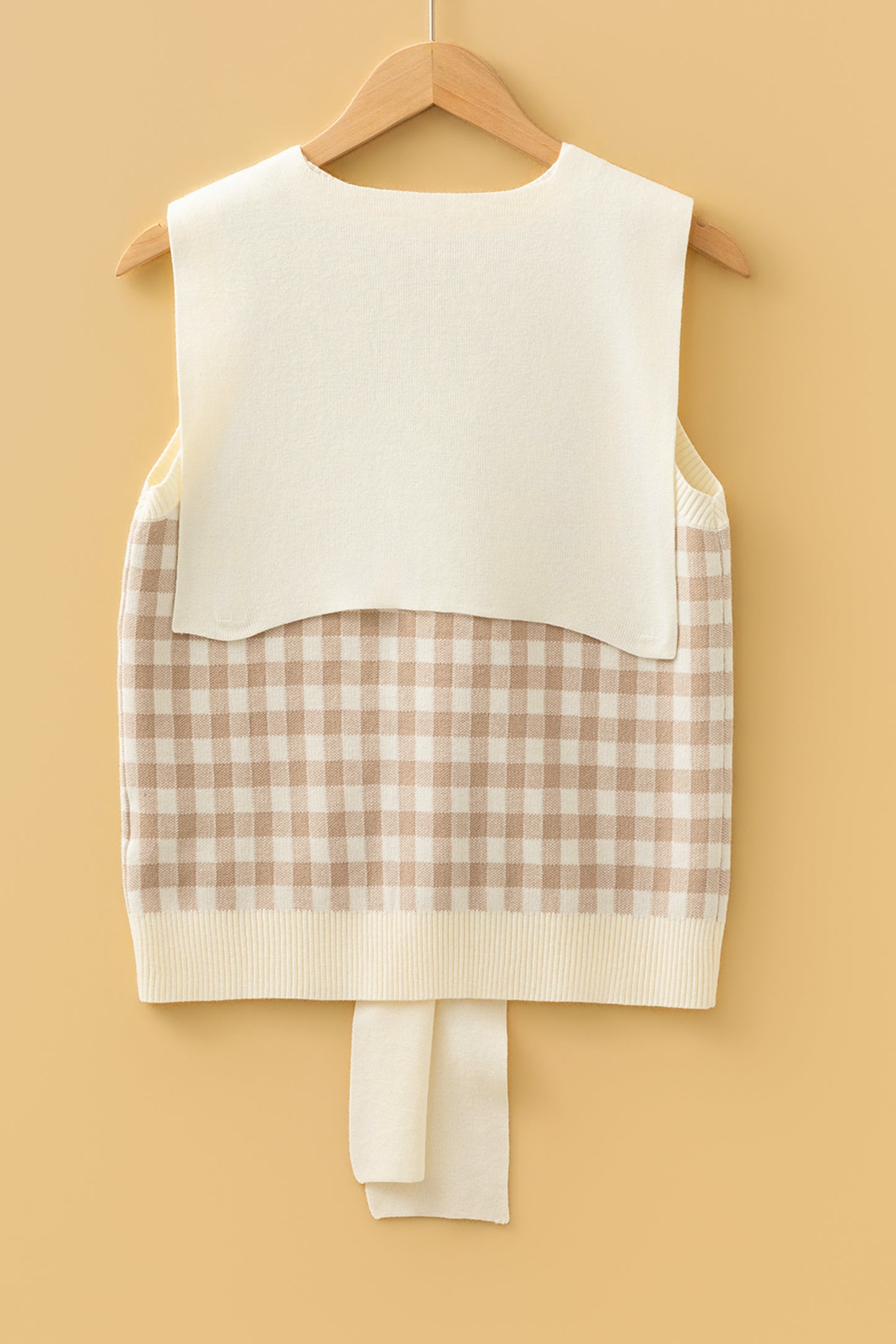 Gingham Detachable Shawl Wrap Sweater Tank