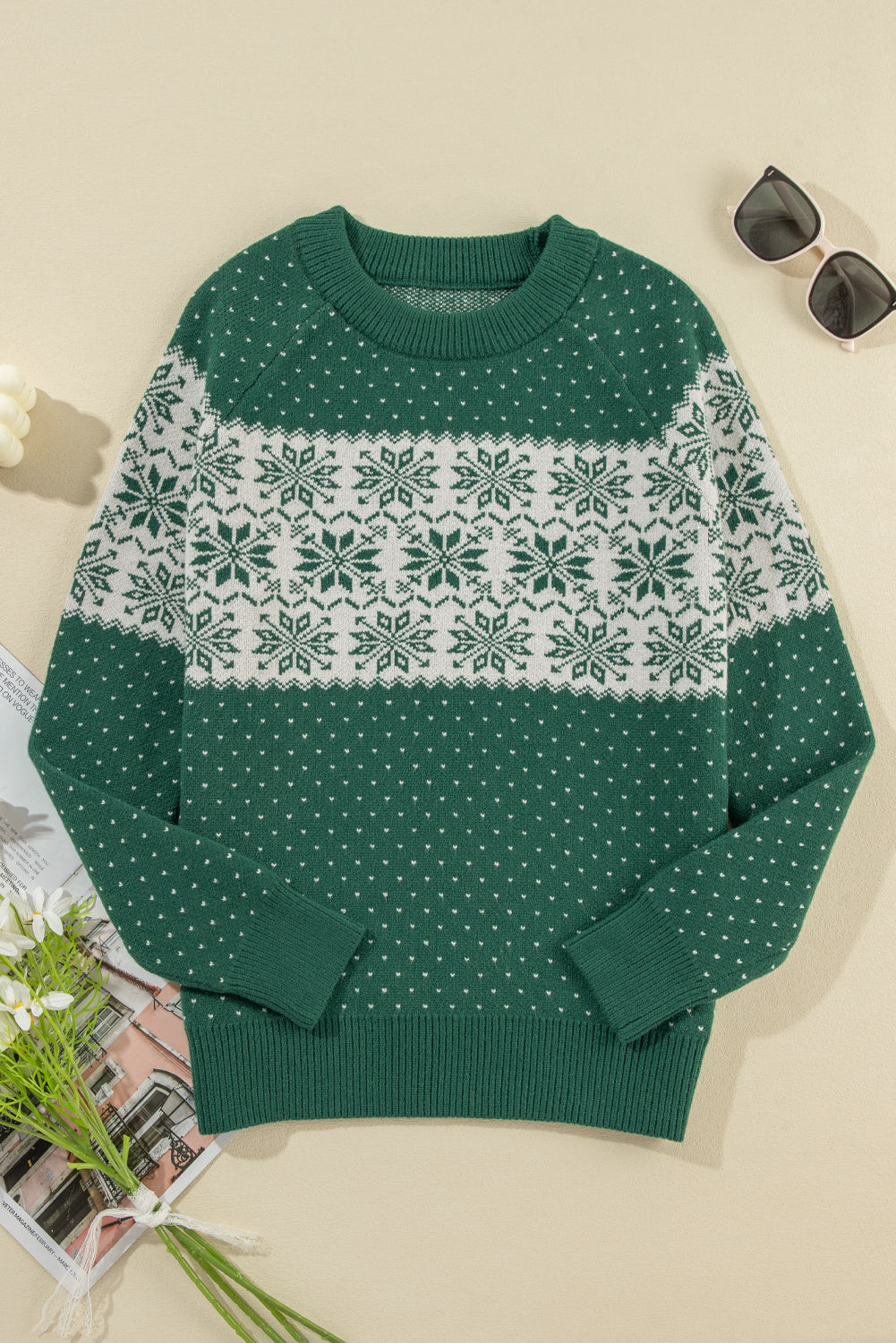 Christmas Snowflake Round Neck Sweater