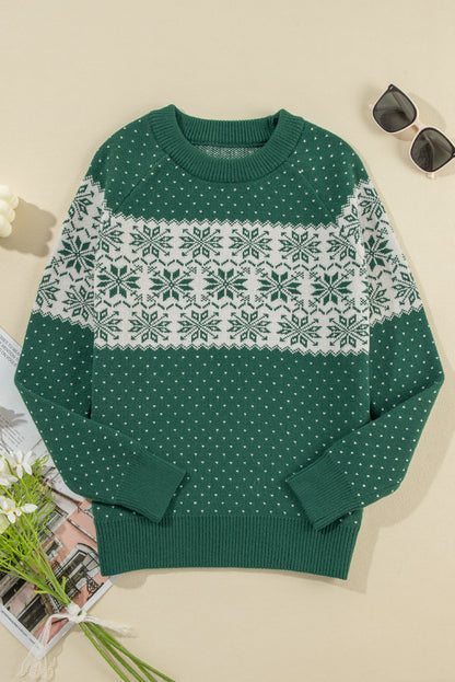 Christmas Snowflake Round Neck Sweater