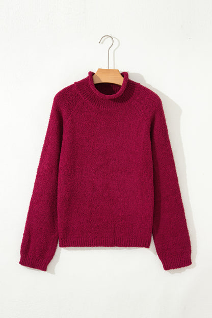 Solid Popcorn Knit Mock Neck Sweater