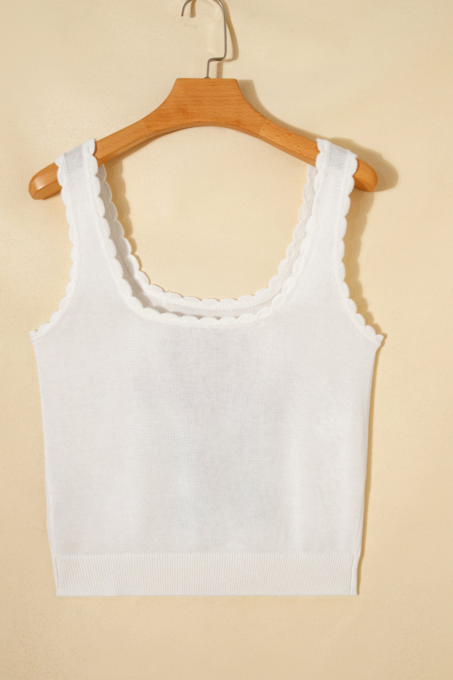 Floral Scallop Square Neck Knit Sweater Top