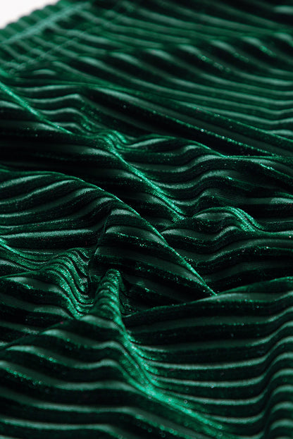 Ribbed Velvet Smocked Babydoll Blouse