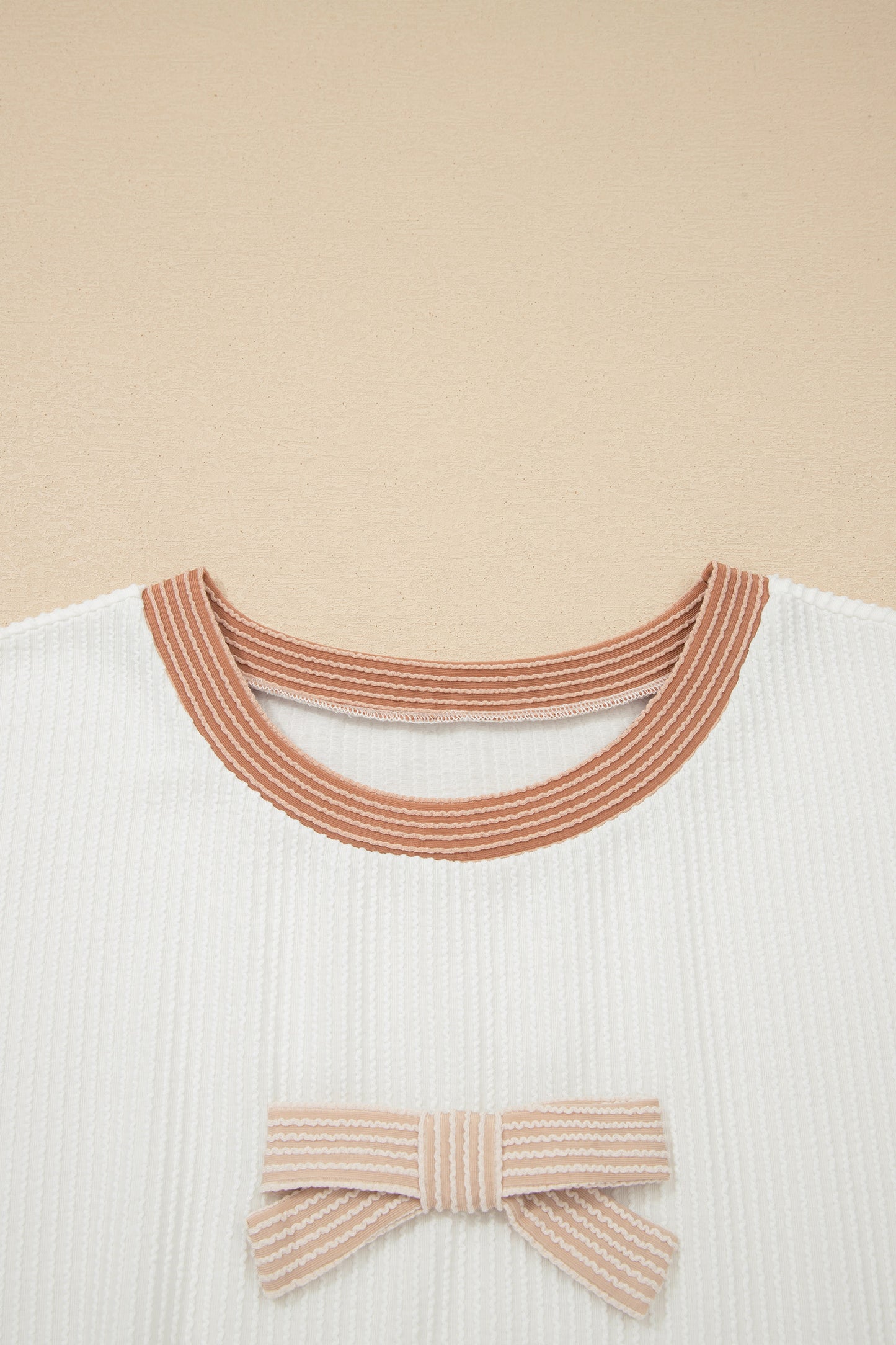 Plus Size Colorblock Bow Tie Corded Knit Top