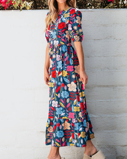 Floral Split V-Neck Maxi Dress