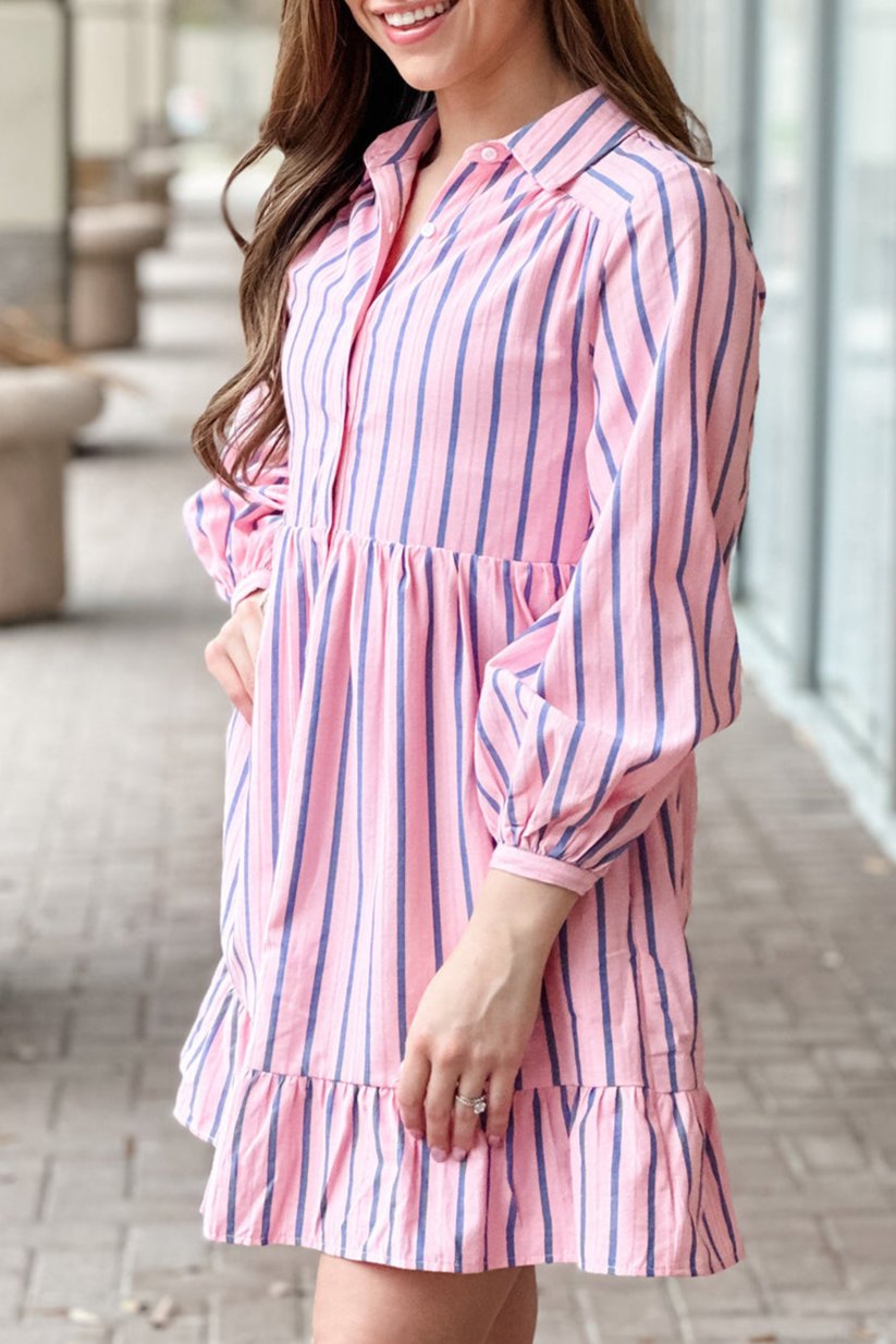 Stripe Ruffle Hem Mini Dress