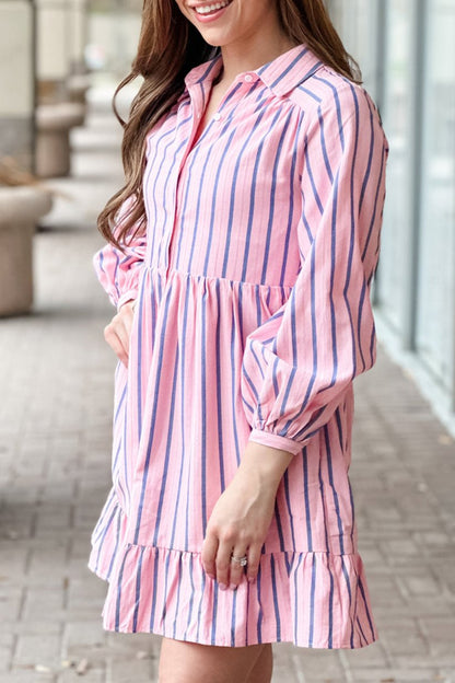 Stripe Ruffle Hem Mini Dress