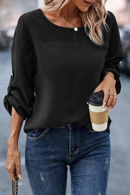 Pleated Tab Sleeve Blouse