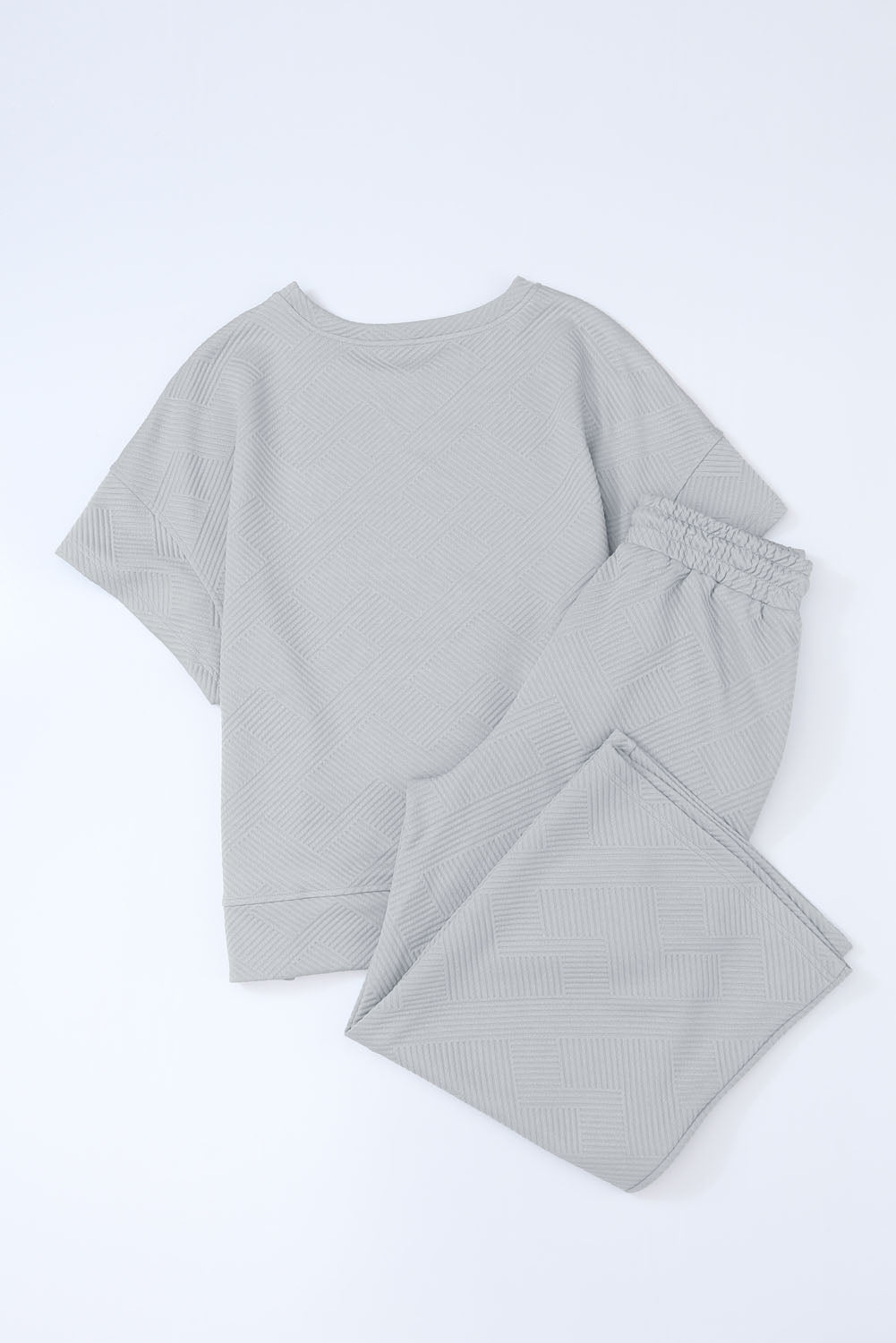 Solid Textured T-Shirt and Drawstring Pants Set
