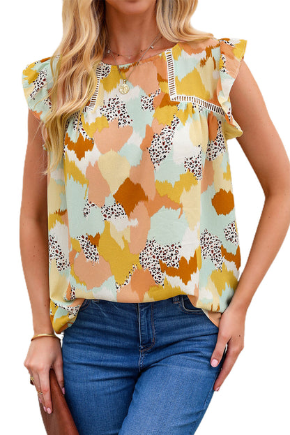 Abstract Flutter Sleeve Tank Top