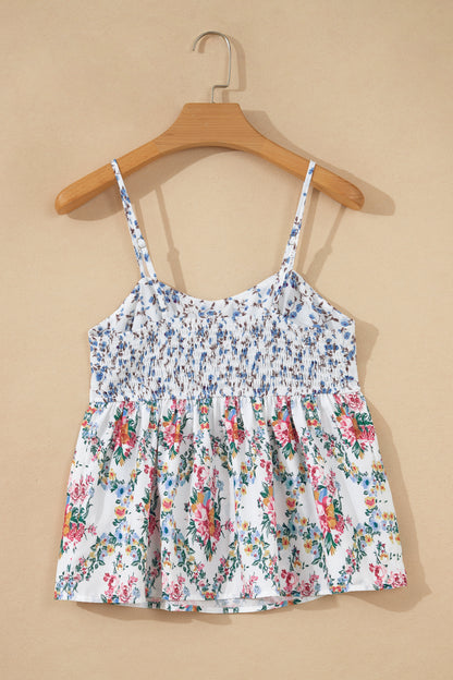 Floral Patchwork Spaghetti Strap Babydoll Top