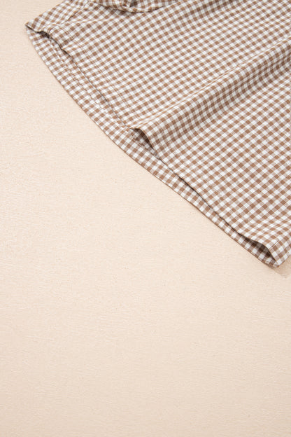 Plus Size Gingham Plaid Ruffle Contrast Trim Shorts