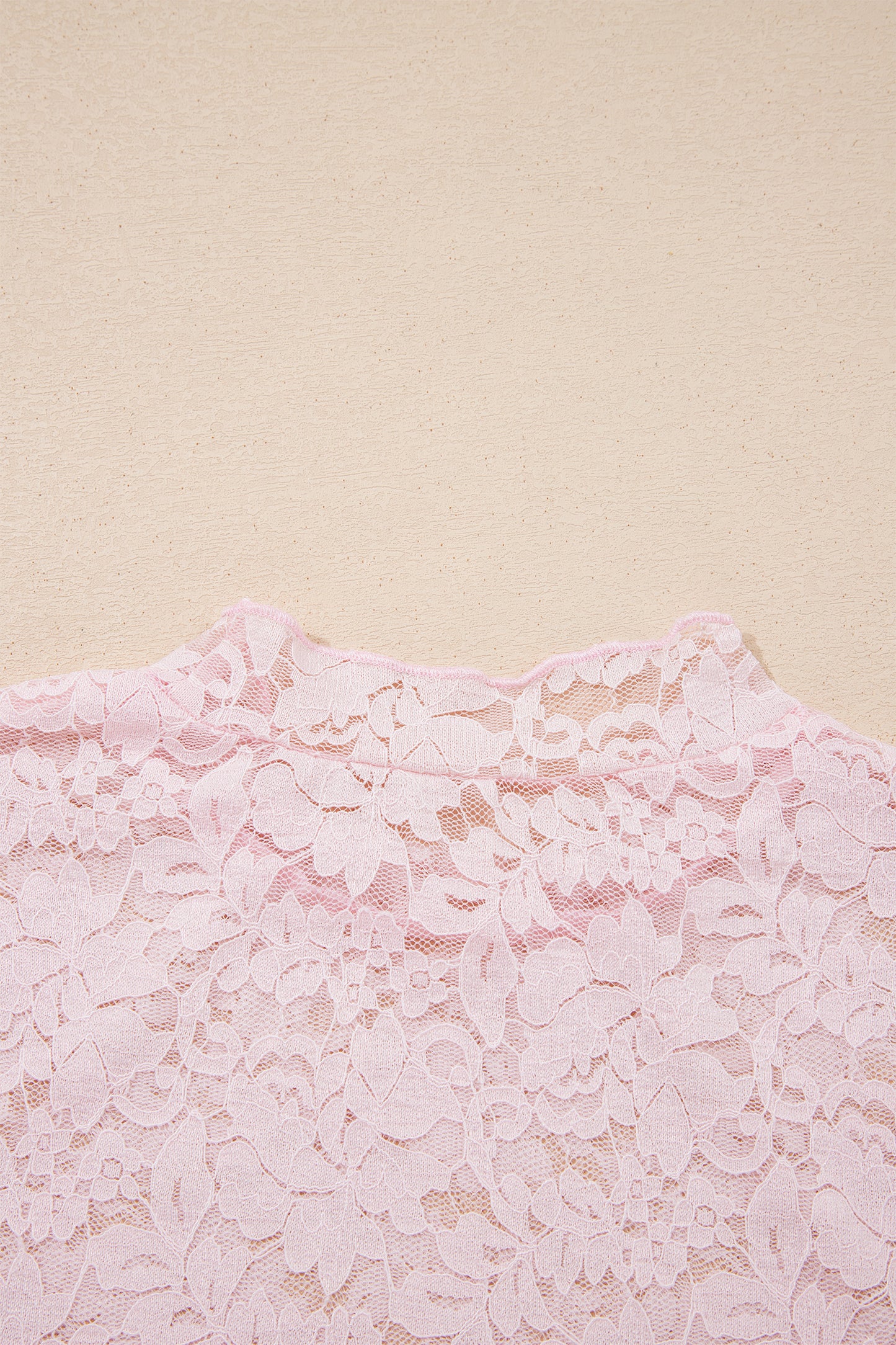 Floral Lace Long Sleeve Stand Neck Pullover Top