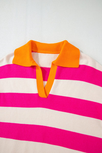 Stripe Colorblock V-Neck Sweater