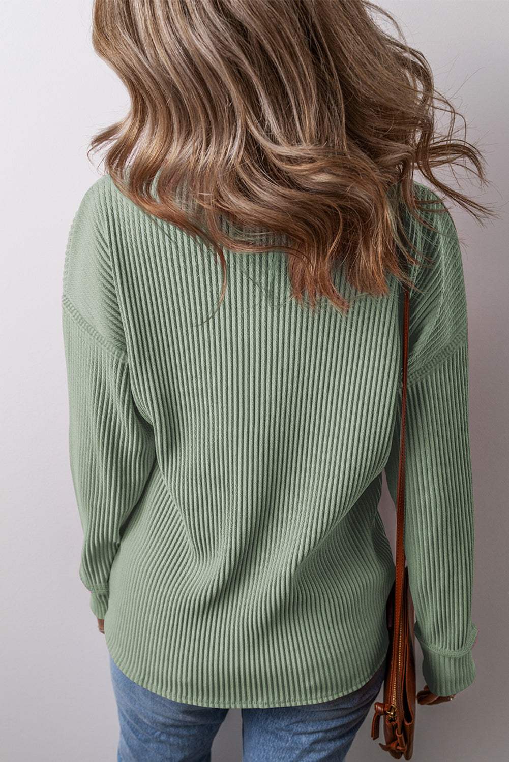 Solid Ribbed Long Sleeve Top