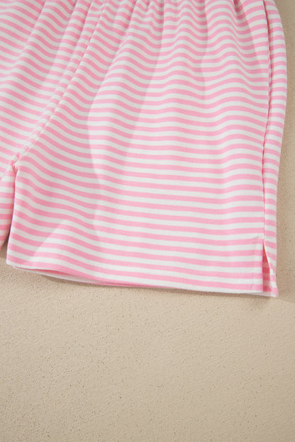 Stripe Oversize Mock Neck Sweatshirt & Shorts Set