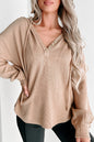 Ribbed Long Sleeve Drawstring Hoodie