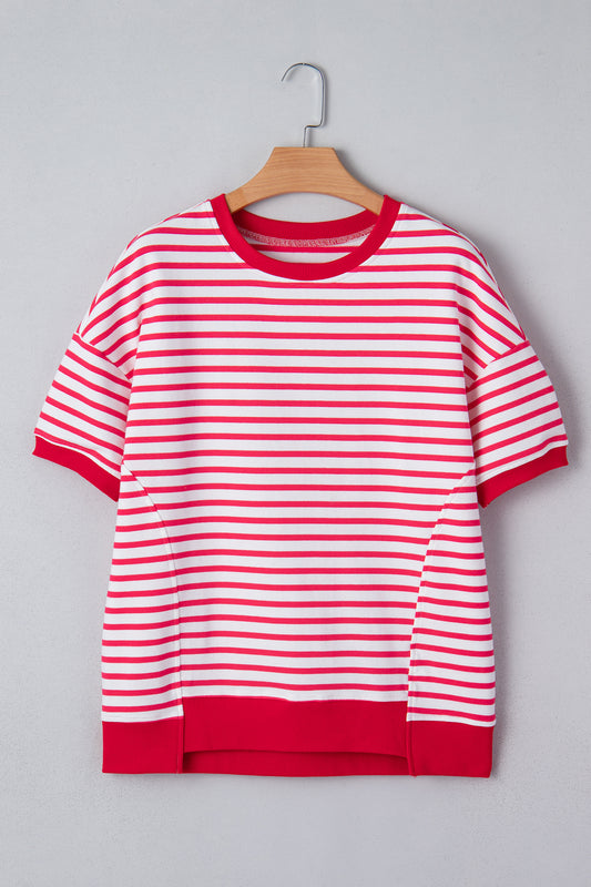 Stripe Drop Shoulder Short Sleeve T-Shirt