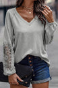 Lace Trimmed Bishop Sleeve Top