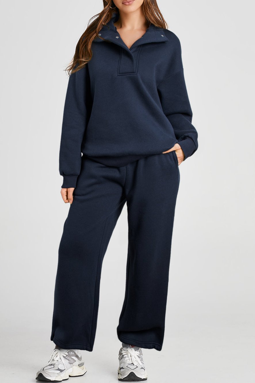 Solid Sweatshirt and Pants Set