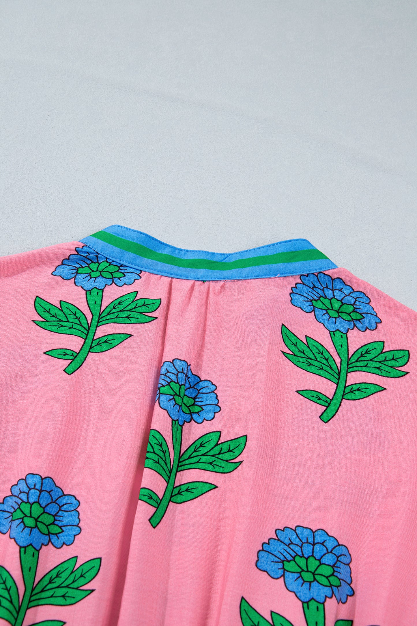 Plus Size Floral Stripe V-Neck Ruffle Maxi Dress