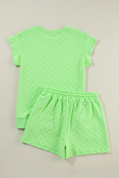 Checker Textured Tee and Drawstring Shorts