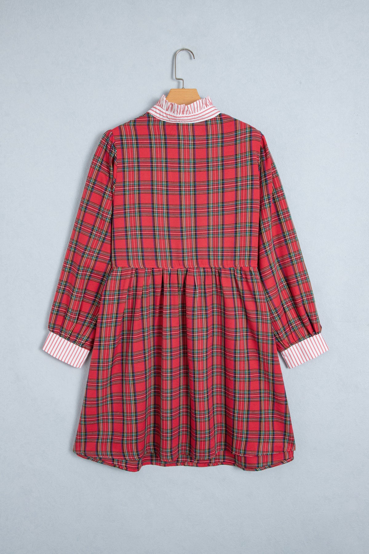 Plus Size Plaid Long Sleeve Buttoned Mini Dress