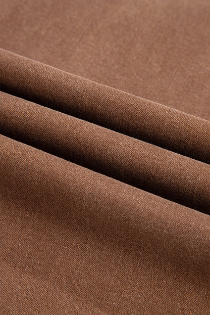 Denim High Waist Patch Pocket Straight Leg Jeans