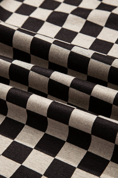 Checker Patchwork Long Sleeve Top