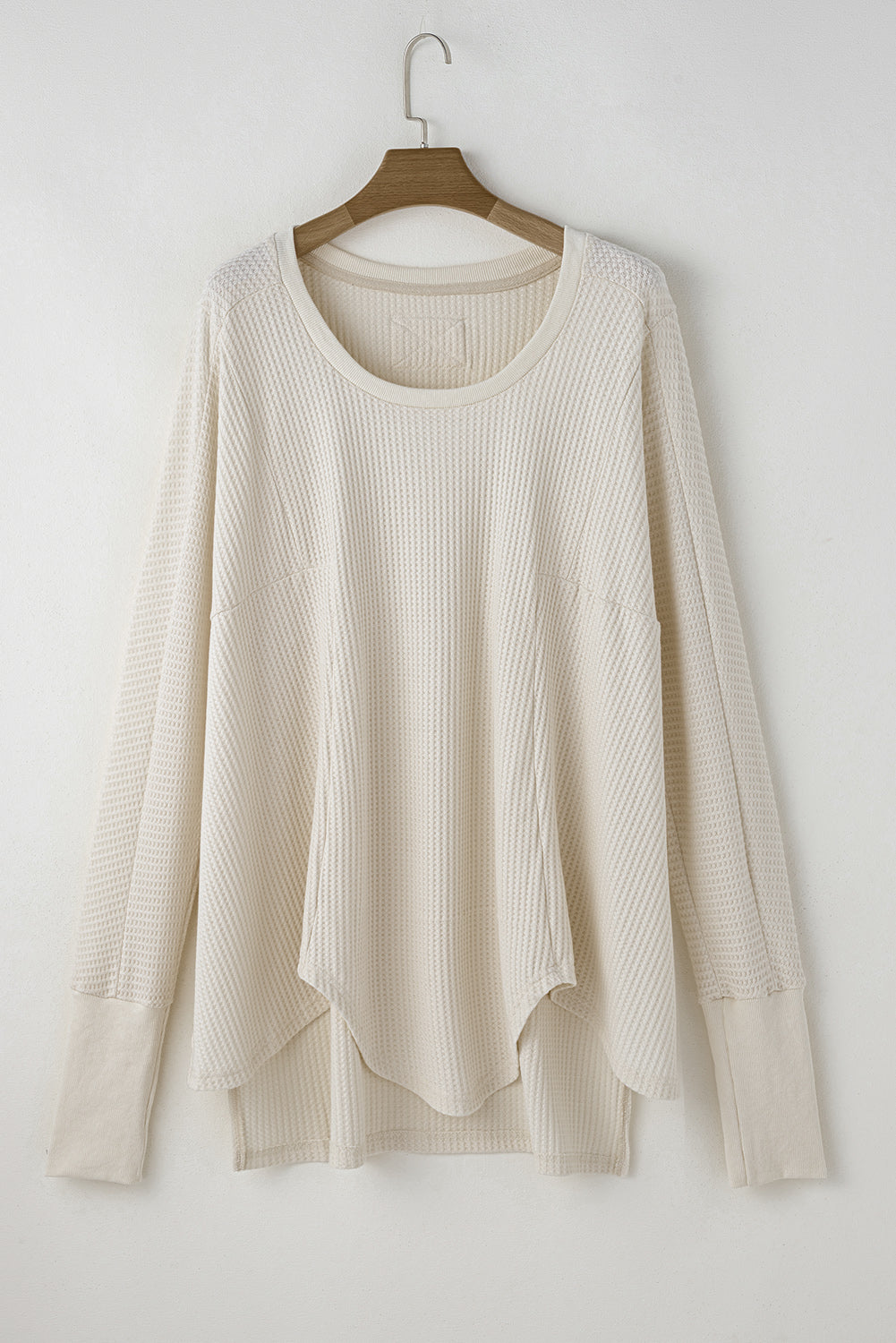 Waffle Reverse Seam V-Neck Top