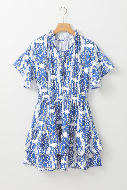 Floral Ruffle Short Sleeve Dress