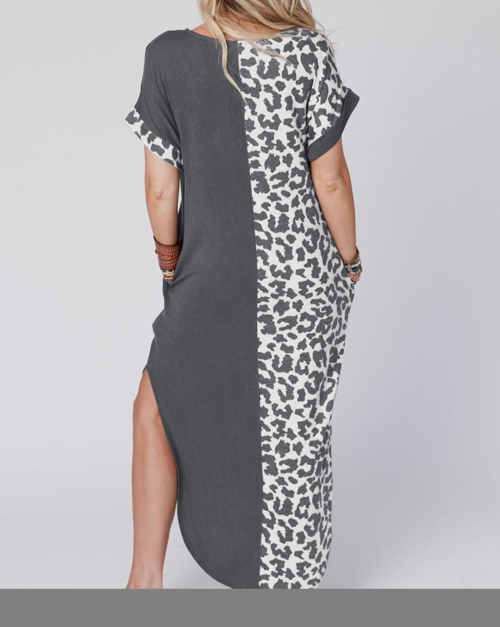 Leopard Colorblock T-Shirt Dress