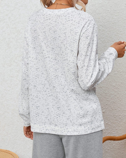 Speckled Waffle Knit Henley Top