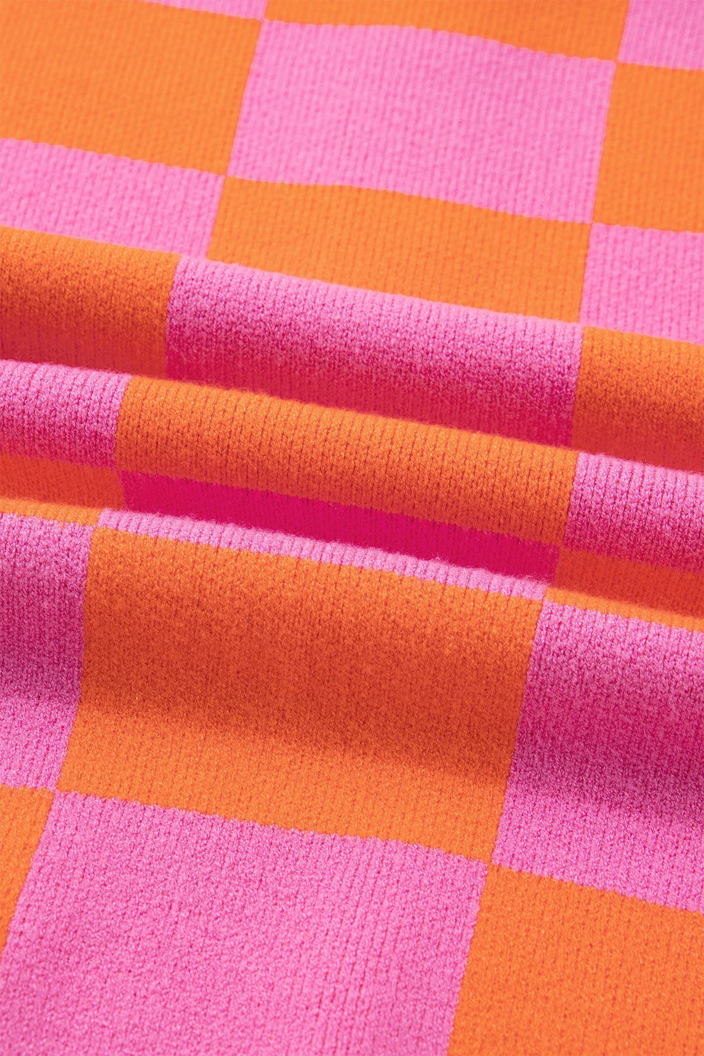 Checker Polo Collar Baggy Knit Sweater