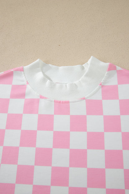 Checker Colorblock Mock Neck Top & Short Set