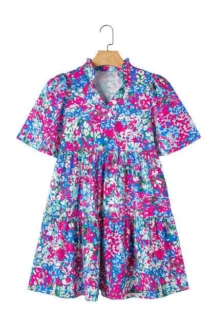 Floral Short Sleeve Mini Dress