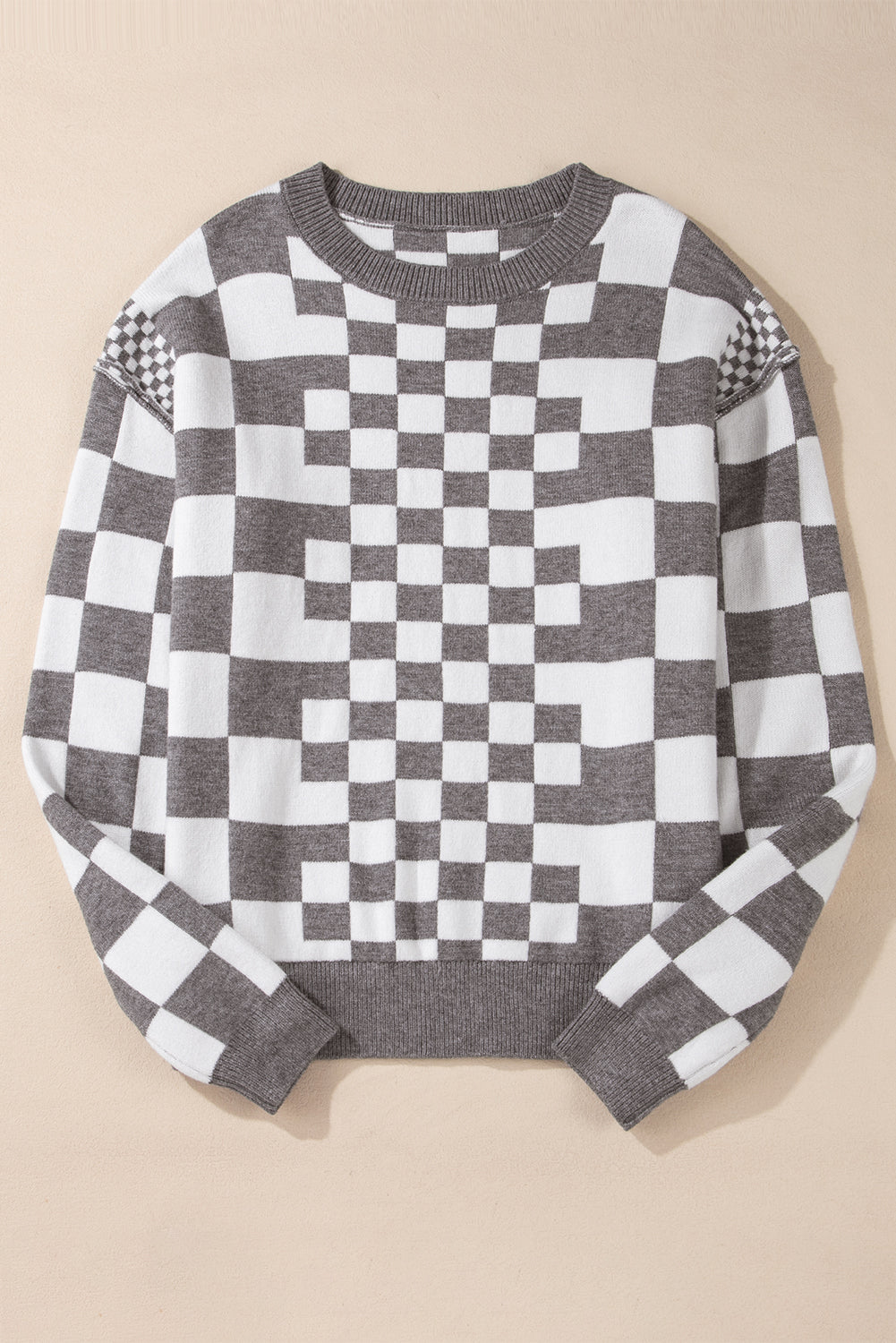 Checker Round Neck Sweater