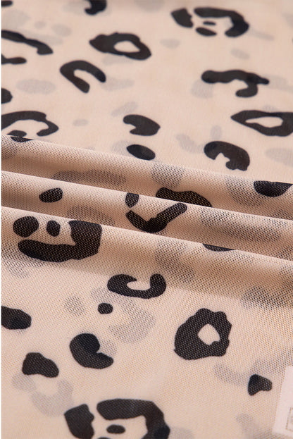 Leopard Mesh Mock Neck Long Sleeve Bodysuit