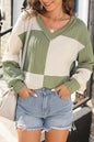 Colorblock Cable Long Sleeve Top