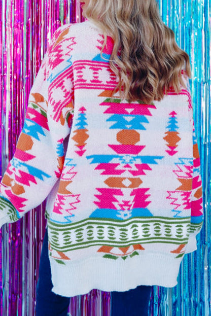 Aztec V-Neck Oversized Sweater