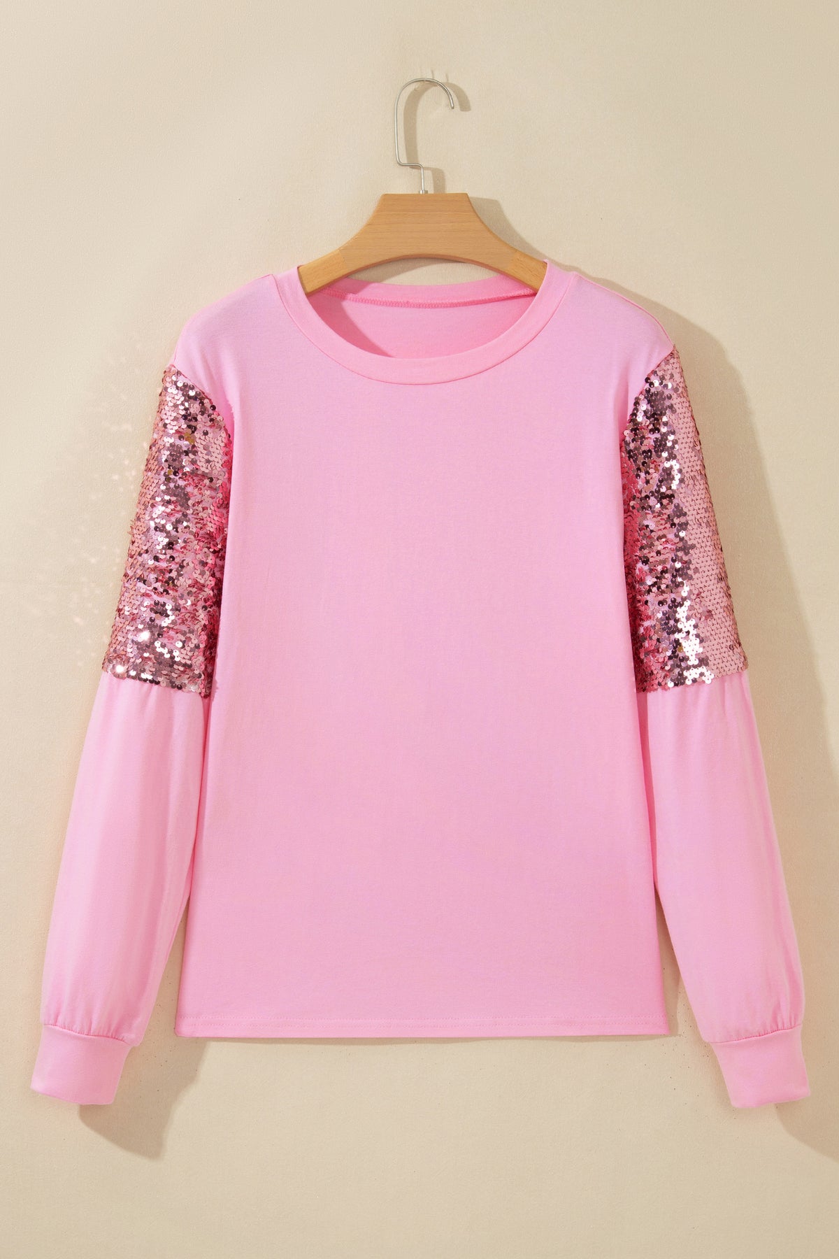 Sequin Round Neck Long Sleeve Pullover Sweater