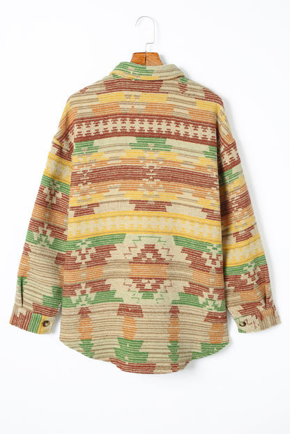 Western Aztec Button Front Shacket