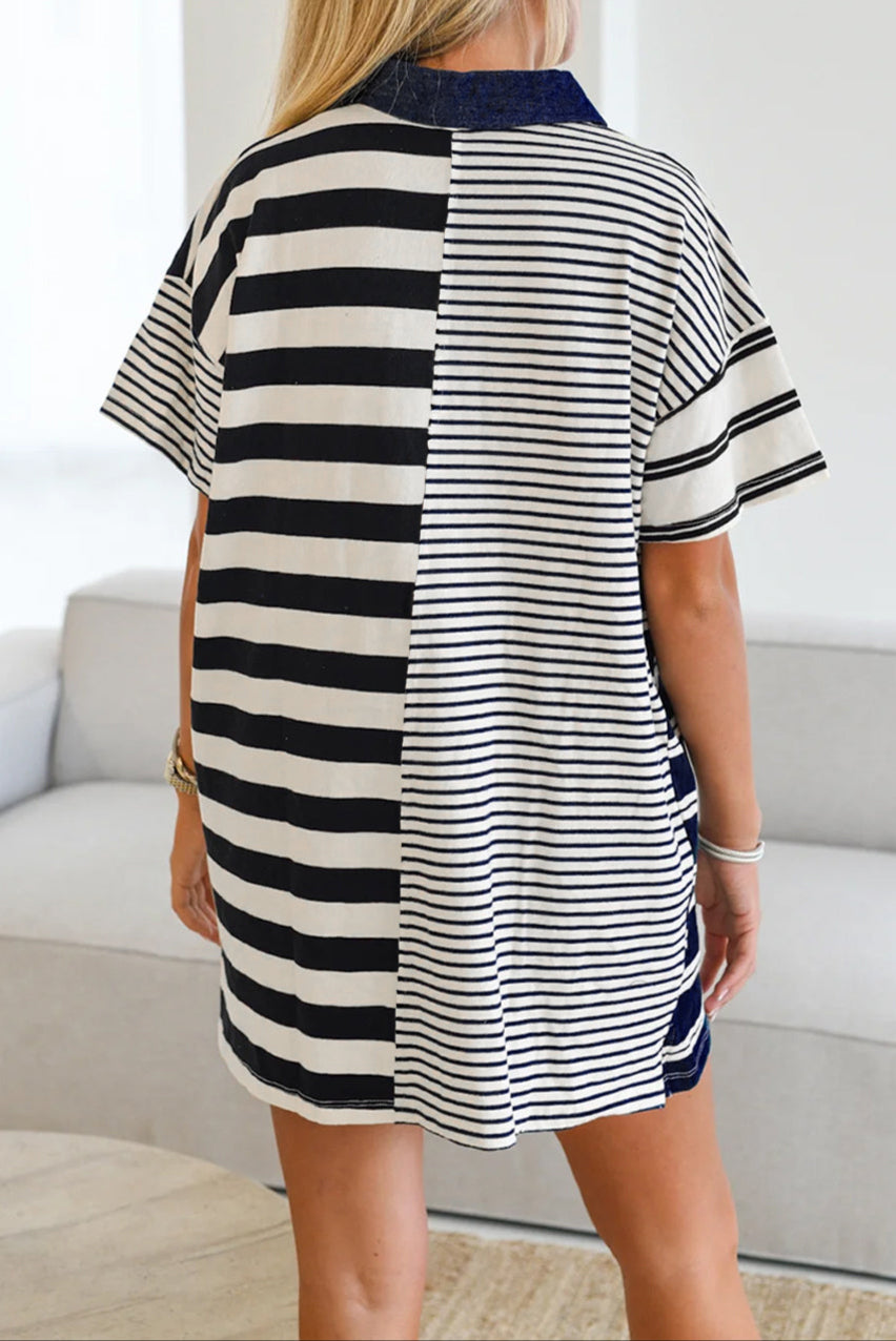 Stripe Collared T-Shirt Dress