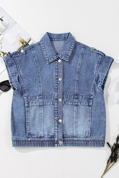 Denim Acid Wash Button-Up Vest